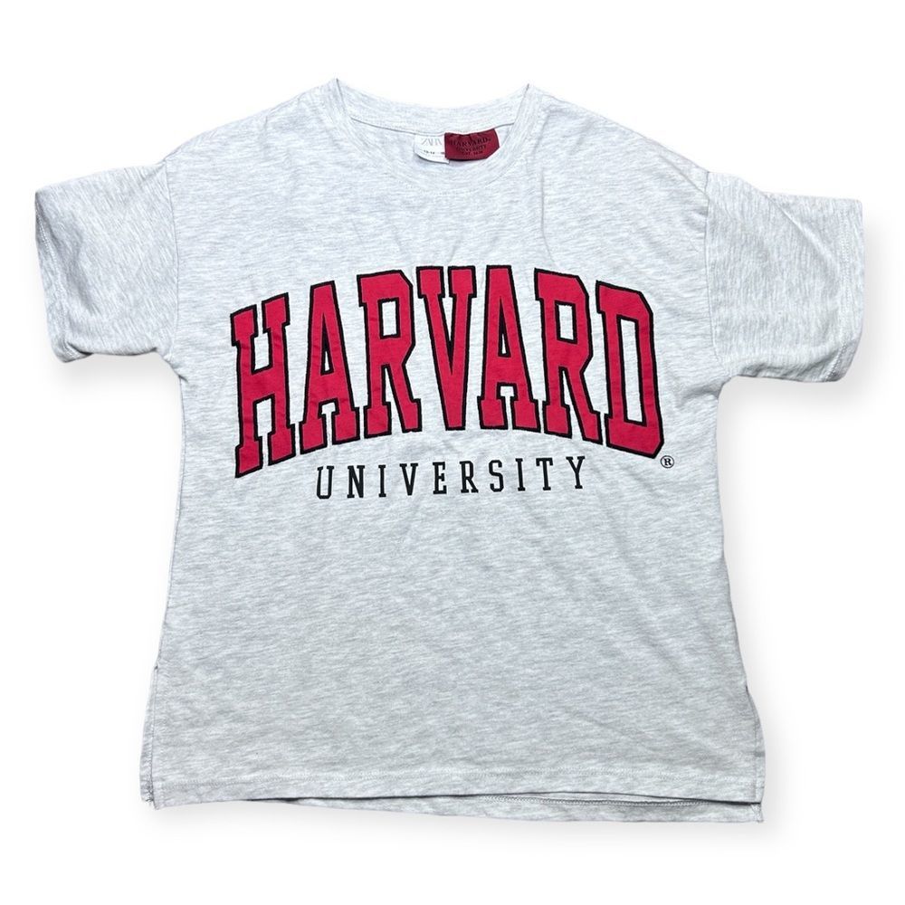 ZARA Harvard University T-Shirt Kids Size 13-14 Short Sleeve Crew Neck Tee Top
